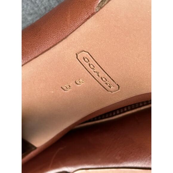 COACH cognac brown supple leather tassel zip front heeled ankle booties boots - Picture 5 of 11